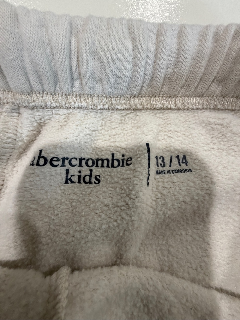 abercrombie kids cream fleece sweatpants